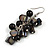 Black Glass Bead, Shell Nugget Cluster Dangle/ Drop Earrings In Silver Tone - 60mm Long - view 5