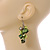 Salad Green Glass Bead, Forest Green Shell Nugget Cluster Dangle/ Drop Earrings In Silver Tone - 60mm Long - view 3