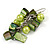 Salad Green Glass Bead, Forest Green Shell Nugget Cluster Dangle/ Drop Earrings In Silver Tone - 60mm Long - view 5