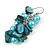 Light Blue Glass Bead, Shell Nugget Cluster Dangle/ Drop Earrings In Silver Tone - 60mm Long - view 5