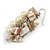 Cream Glass Bead, Antique White Shell Nugget Cluster Dangle/ Drop Earrings In Silver Tone - 60mm Long - view 4
