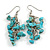 Turquoise Nugget Stone Cluster Drop/ Dangle Earrings In Silver Tone - 60mm L - view 4