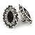 Statement Crystal Filigree Clip On Earrings In Silver Tone - 30mm Tall - view 2