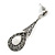 Vintage Inspired Marcasite Teardrop Crystal Drop Earrings In Aged Silver Tone (Hematite Crystals) - 55m L - view 4