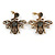 Vintage Inspired Crystal Bee Drop Earrings In Aged Gold Tone - 35mm Tall - view 7