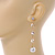 Stunning Clear Crystal White Faux Pearl Long Linear Drop Earrings In Gold Tone - 70mm L - view 3