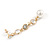 Stunning Clear Crystal White Faux Pearl Long Linear Drop Earrings In Gold Tone - 70mm L - view 6
