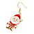 Christmas Santa Claus Red/ White Enamel Drop Earrings In Gold Tone - 50mm Tall - view 4