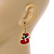 Christmas Stocking Red/ White/ Green Enamel Drop Earrings In Gold Tone - 40mm Tall - view 5