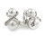 Statement Double Faux Pearl Crystal Clip On Earrings In Silver Tone - 25mm Tall - view 2