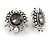 Vintage Inspired Crystal, Pearl Round Clip On Earrings In Aged Silver Tone Metal - 25mm Tall - view 2