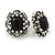 Vintage Inspired Square Black/ Clear Crystal Clip On Earrings In Aged Silver Tone - 20mm Tall - view 2