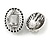 Vintage Inspired Dome Shape Clear Glass Oval Clip On Earrings In Silver Tone - 23mm Tall - view 3