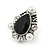 Vintage Inspired Teardrop Black Glass, Clear Crystal, Pearl Clip On Earrings In Aged Silver Tone - 25mm Tall - view 4