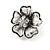 Vintage Inspired Crystal Flower Clip On Earrings In Aged Silver Tone Metal - 20mm Diameter - view 2