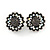 Vintage Inspired AB Crystal Sunflower Floral Clip On Earrings In Aged Silver Tone - 20mm