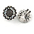 Vintage Inspired AB Crystal Sunflower Floral Clip On Earrings In Aged Silver Tone - 20mm - view 3