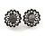 Vintage Inspired Crystal Sunflower Floral Clip On Earrings In Aged Silver Tone - 18mm - view 2