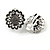 Vintage Inspired Crystal Sunflower Floral Clip On Earrings In Aged Silver Tone - 18mm - view 3
