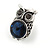 Vintage Inspired Blue/ Grey Crystal Owl Clip On Earrings In Aged Silver Tone Metal - 22mm Tall - view 4