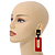 Statement Red/ Black Square Acrylic Drop Earrings - 90mm Long - view 3