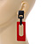 Statement Red/ Black Square Acrylic Drop Earrings - 90mm Long - view 4