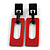 Statement Red/ Black Square Acrylic Drop Earrings - 90mm Long - view 2
