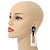 Statement Black/ White Square Acrylic Drop Earrings - 90mm Long - view 3