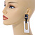Statement Black/ White Square Acrylic Drop Earrings - 90mm Long - view 4