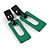 Statement Green/ Black Square Acrylic Drop Earrings - 90mm Long