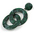 Trendy Double Circle Dark Green Acrylic Drop Earrings - 70mm Long - view 5
