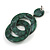 Trendy Double Circle Dark Green Acrylic Drop Earrings - 70mm Long - view 6