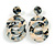 Trendy Double Circle Black/ Cream/ Gold Acrylic Drop Earrings - 70mm Long - view 4
