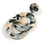 Trendy Double Circle Black/ Cream/ Gold Acrylic Drop Earrings - 70mm Long - view 5