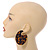 Large Trendy Tortoise Shell Effect Brown And Black Acrylic/ Resin Disk Earrings - 60mm Drop - view 2