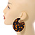Large Trendy Tortoise Shell Effect Brown And Black Acrylic/ Resin Disk Earrings - 60mm Drop - view 3