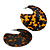Large Trendy Tortoise Shell Effect Brown And Black Acrylic/ Resin Disk Earrings - 60mm Drop - view 4