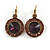 Vintage Inspired Round Cut Amethyst Glass Stone Drop Earrings With Leverback Closure In Antique Gold Metal - 40mm L - view 2