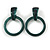 Statement Dark Green/ Black Acrylic Hoop Drop Earrings - 65mm Drop - view 4