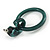Statement Dark Green/ Black Acrylic Hoop Drop Earrings - 65mm Drop - view 6