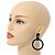 Statement Dark Blue/ Black Acrylic Hoop Drop Earrings - 65mm Drop - view 3