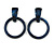 Statement Dark Blue/ Black Acrylic Hoop Drop Earrings - 65mm Drop - view 2