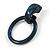 Statement Dark Blue/ Black Acrylic Hoop Drop Earrings - 65mm Drop - view 5