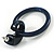 Statement Dark Blue/ Black Acrylic Hoop Drop Earrings - 65mm Drop - view 6