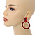 Statement Red/ Black Acrylic Hoop Drop Earrings - 65mm Drop - view 3