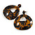 Large Oval Tortoise Shell Effect Brown/ Black Acrylic/ Resin Drop Earrings - 70mm Long