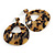 Large Oval Tortoise Shell Effect Beige/ Black Acrylic/ Resin Drop Earrings - 70mm Long