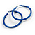 Large Blue Enamel Hoop Earrings In Silver Tone - 60mm Diameter - view 5