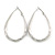 Medium Thick Etched Oval Hoop Earrings In Silver Tone - 55mm L - view 5