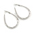 Medium Thick Etched Oval Hoop Earrings In Silver Tone - 55mm L - view 6